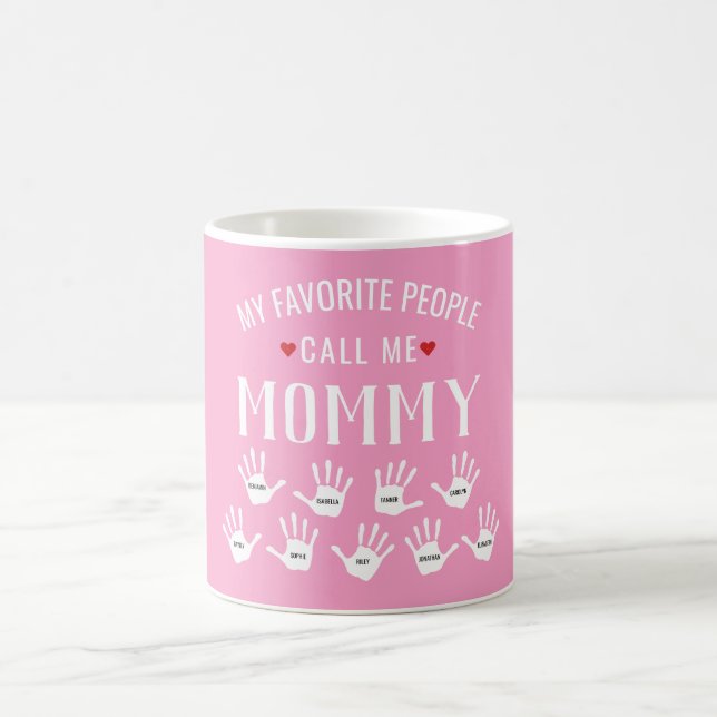 For Mom or Grandma Kids Handprint Names Custom Coffee Mug (Center)