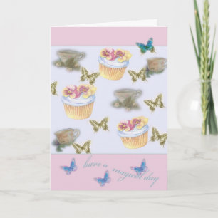 for Mom Sweet Cupcake Teacup Butterfly Card