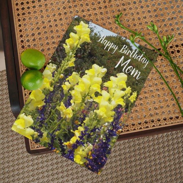 For Mom Yellow Snapdragons Floral Birthday Card (In Situ)