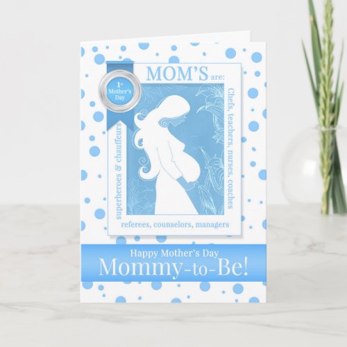 for Mommy_to_be on Mothers Day Blue Polkadot Card