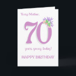 For Mother 70th Birthday Lavender and  Roses Card<br><div class="desc">A chic 70th Birthday Card for your mother with a vintage look. The front cover message is, 'To my Mother 70 years young today! HAPPY BIRTHDAY', There is a spray of scented summer flowers, Albertine Rose, Lavender and Mock Orange (Philadelphus), at the top of the number '0' that tones with...</div>