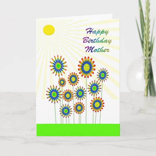 For mother, a happy flowers card (Front)