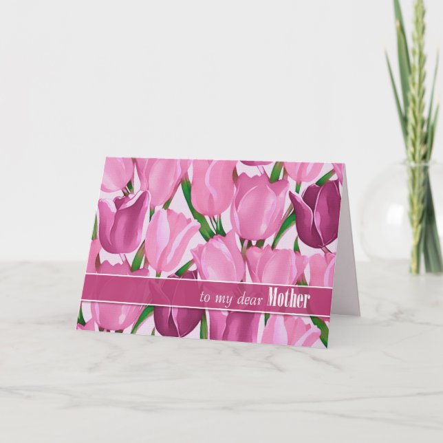 For Mother on Mother's Day Tulips Painting Card (Front)