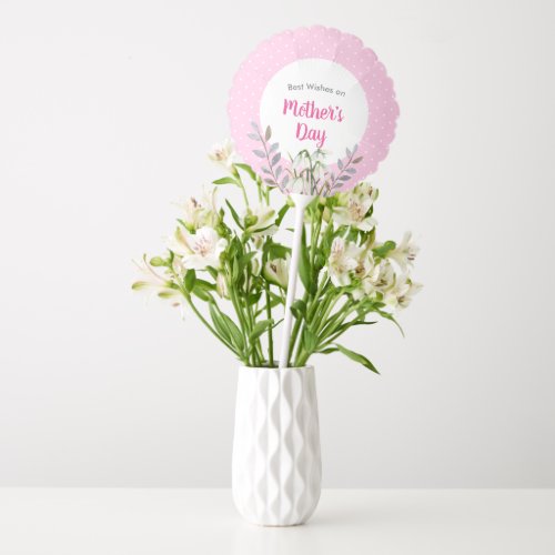 For Mothers Day White Snowdrops Pink Polka Dots Balloon