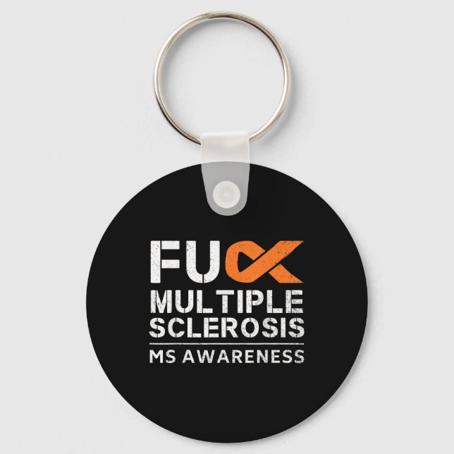 For Multiple Sclerosis Ms Awareness Support Ribbon Keychain (Front)