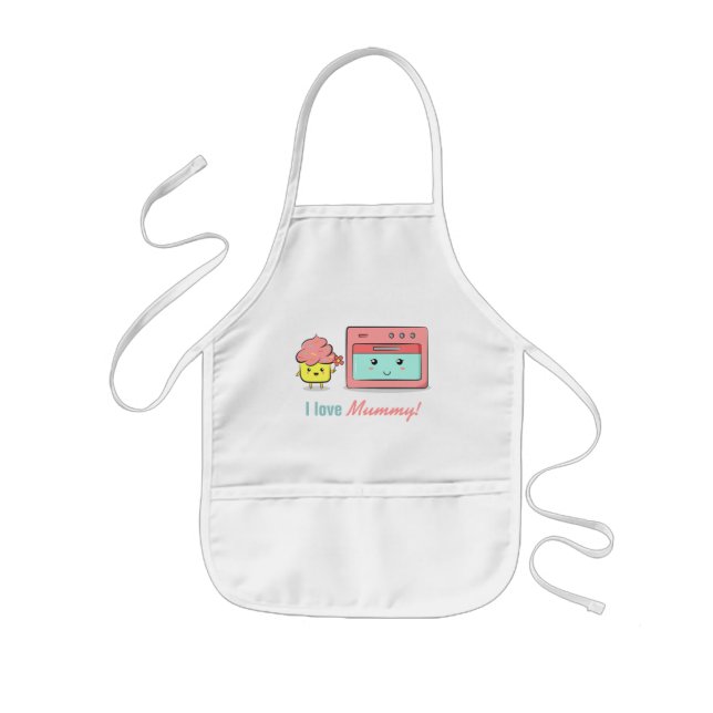 For Mum - Cute cupcake presenting flower to oven Kids' Apron (Front)