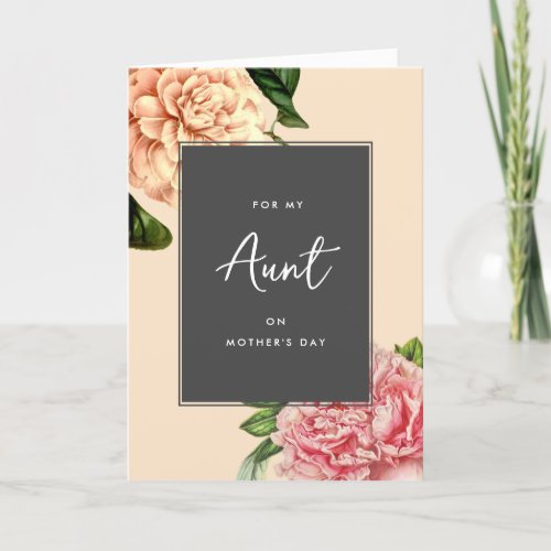 For my Aunt Peach Vintage Botanical Mothers Day Card