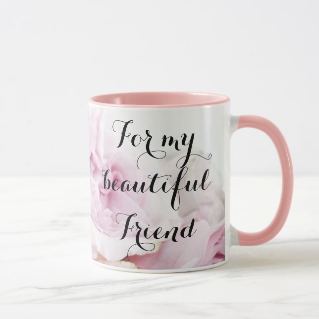 For My Beautiful Friend Pretty in Pink Rose Floral Mug (Right)