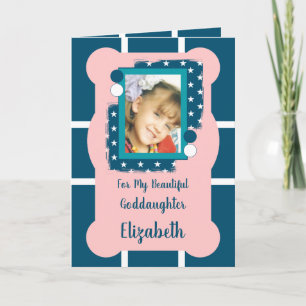 For my beautiful Goddaughter blue and pink photo Card