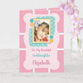 For my beautiful Goddaughter pink and green photo Card