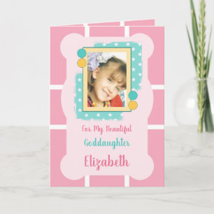 For my beautiful Goddaughter pink and green photo Card