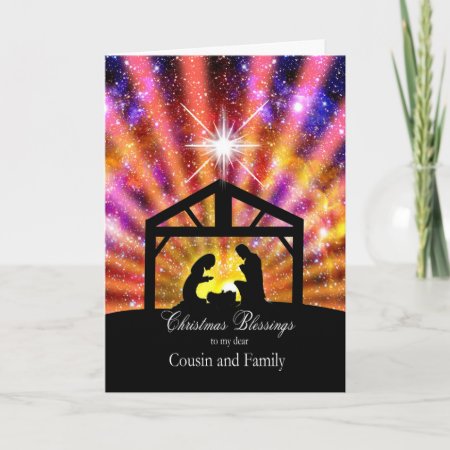 For My Cousin And Family, Sunset Christ Holiday Card