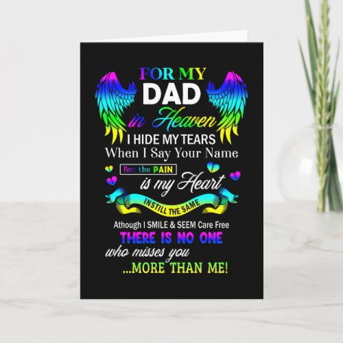 For My Dad In Heaven I Hide My Tears Fathers Day Card