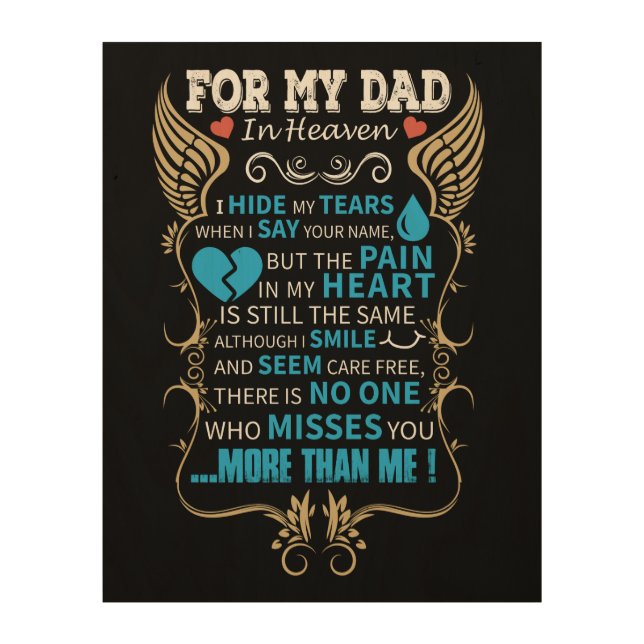 For My Dad In Heaven Wood Wall Art (Front)