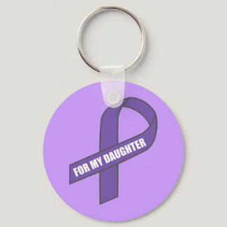 For My Daughter (Purple Ribbon) Keychain