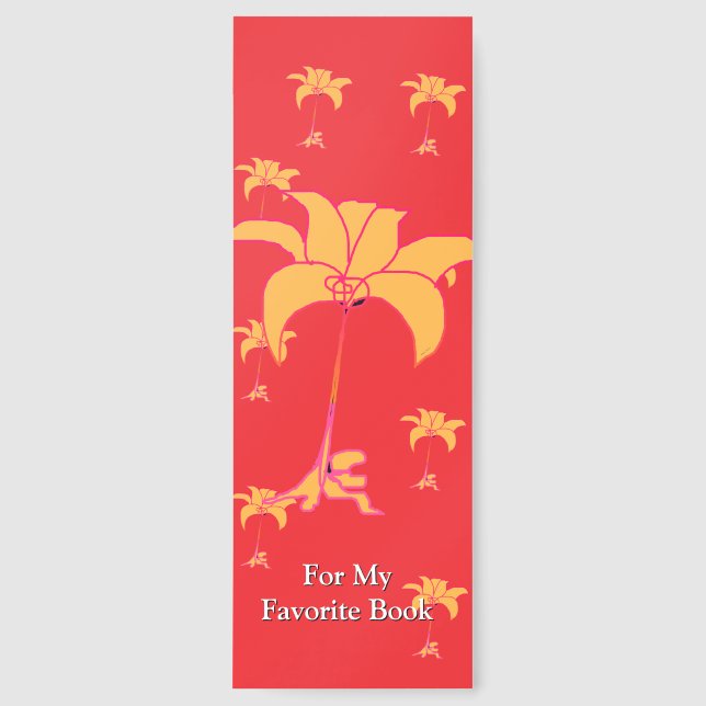 For My Favorite Book Yellow Floral  Bookmarks (Front)