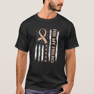 For My Friend Uterine Cancer Awareness Flag Peach T-Shirt