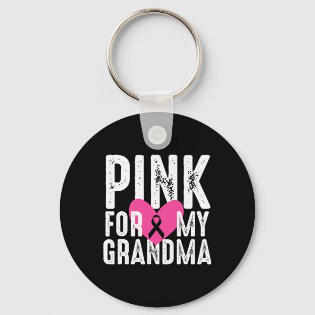 For My Grandma Breast Cancer Awareness Family  Keychain (Front)