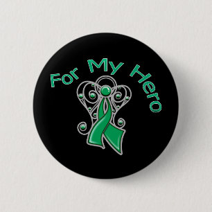 For My Hero Angel Ribbon Liver Cancer Button