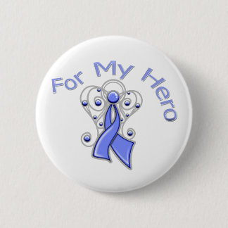 For My Hero Angel Ribbon Stomach Cancer Pinback Button