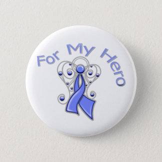 For My Hero Angel Ribbon Stomach Cancer Pinback Button