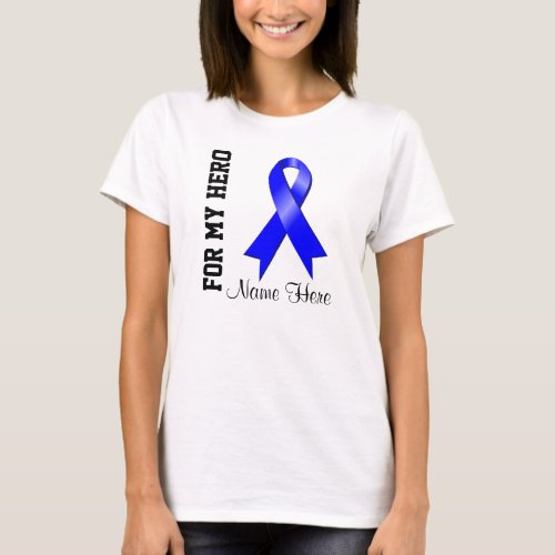 For My Hero Blue Awareness Ribbon T_Shirt