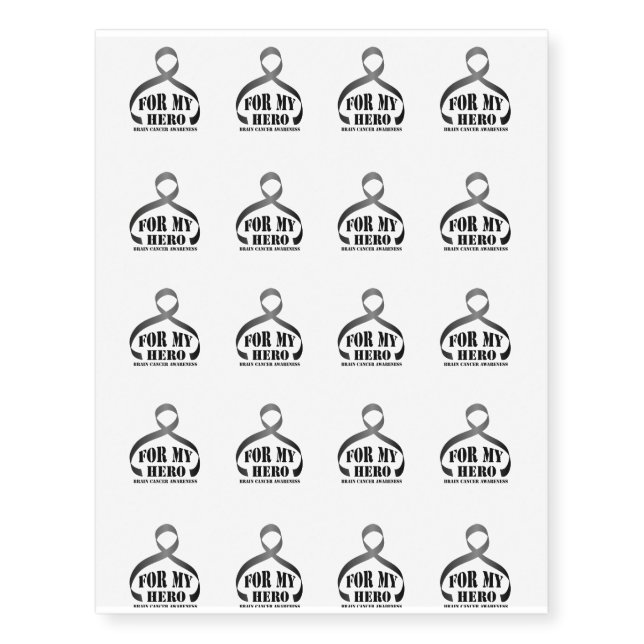 For My Hero Brain Cancer Awareness Gift Temporary Tattoos (Front)