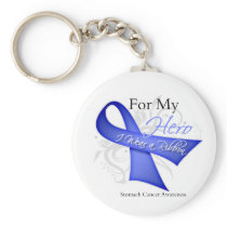 For My Hero I Wear a Ribbon Stomach Cancer Keychain