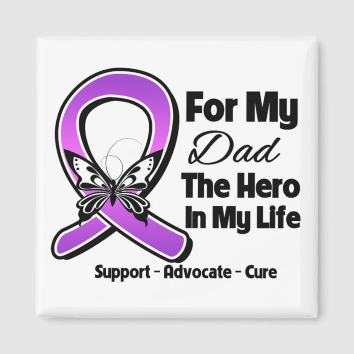 For My Hero My Dad   Purple Ribbon Awareness Refrigerator Magnet