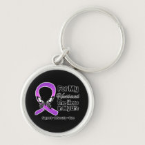 For My Hero My Husband - Purple Ribbon Awareness Keychain