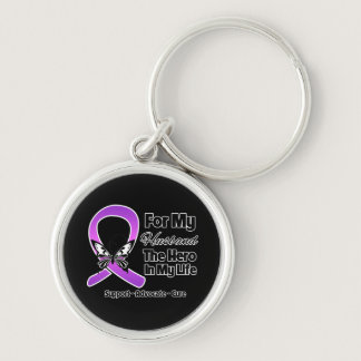For My Hero My Husband - Purple Ribbon Awareness Keychain