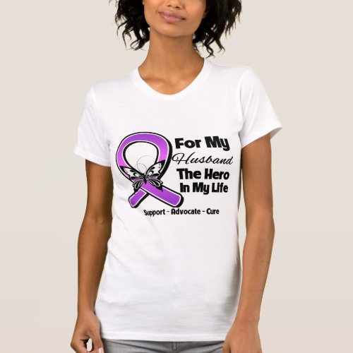 For My Hero My Husband _ Purple Ribbon Awareness T_Shirt