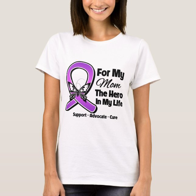 For My Hero My Mom- Purple Ribbon Awareness T-Shirt (Front)
