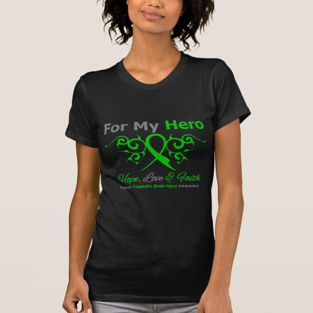 For My Hero Tribal Ribbon Traumatic Brain Injury T-Shirt (Front)