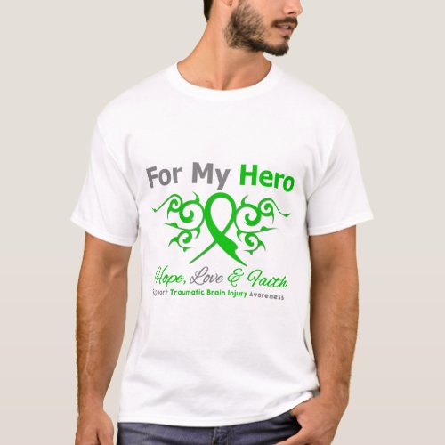 For My Hero Tribal Ribbon Traumatic Brain Injury T_Shirt