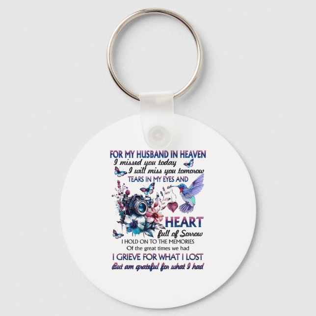 For My Husband In Heaven I Missed You Today  Keychain (Front)
