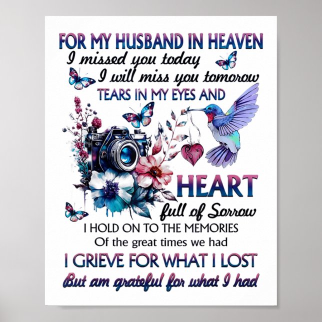 For My Husband In Heaven I Missed You Today  Poster (Front)