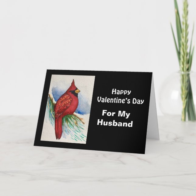For My Husband Red Cardinal Valentines Day Card (Front)
