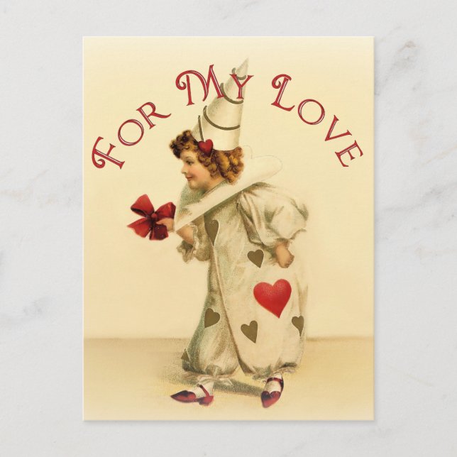 For My Love Vintage Valentine Holiday Postcard (Front)