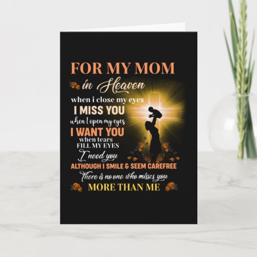 For My Mom In Heaven Memorial Day Gift For Son Card