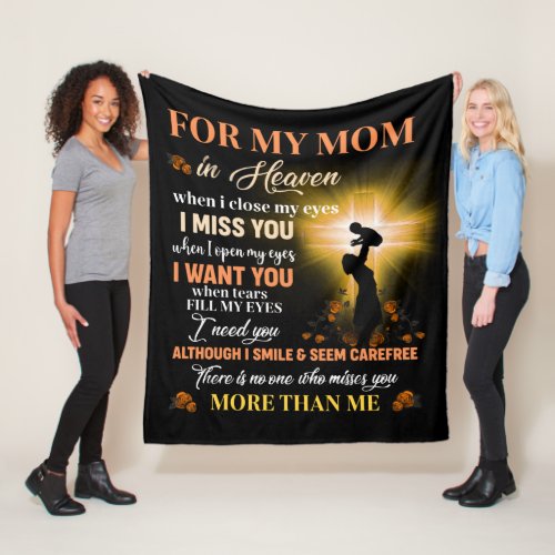 For My Mom In Heaven Memorial Day Gift For Son Fleece Blanket