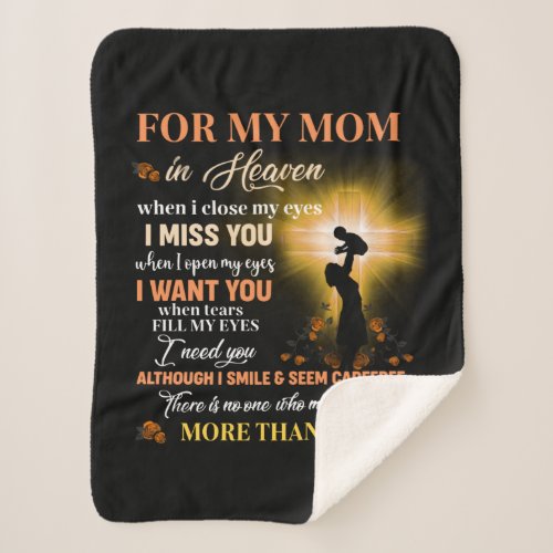 For My Mom In Heaven Memorial Day Gift For Son Sherpa Blanket