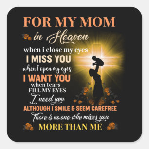 For My Mom In Heaven Memorial Day Gift For Son Square Sticker