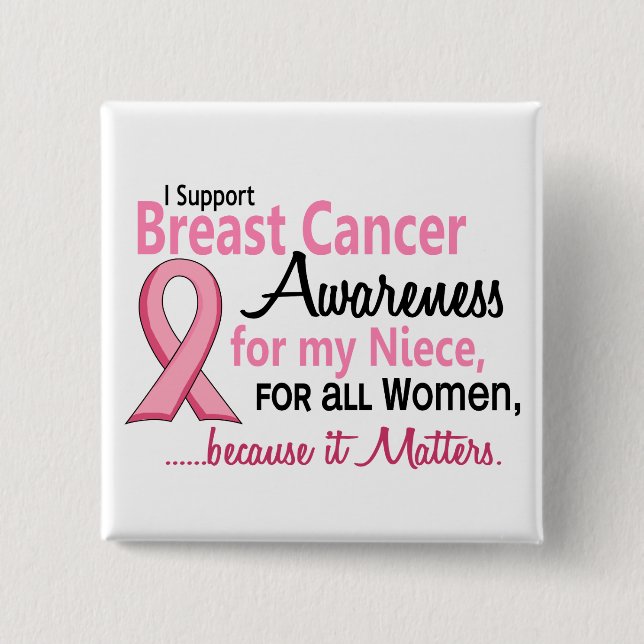 For My Niece Breast Cancer Awareness Button (Front)