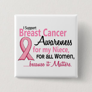 For My Niece Breast Cancer Awareness Button