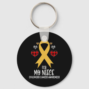 For My Niece Childhood Cancer Awareness Ribbon Buf Keychain