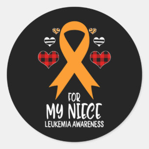 For My Niece Leukemia Awareness Ribbon Leopard Buf Classic Round Sticker