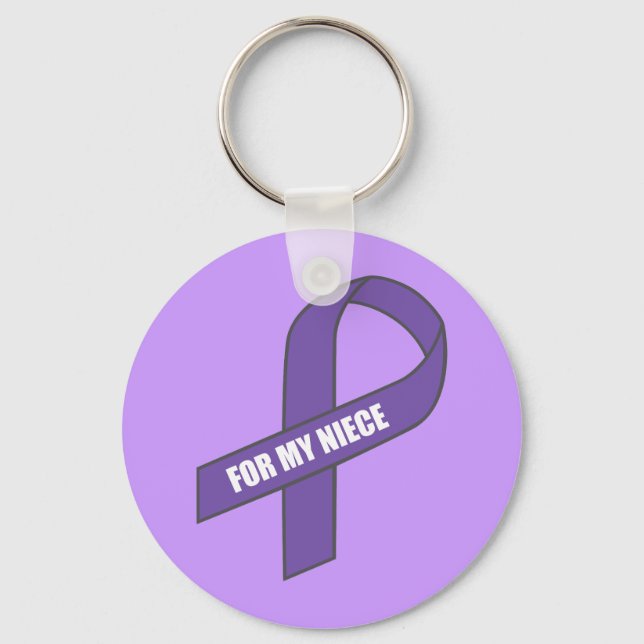 For My Niece (Purple Ribbon) Keychain (Front)