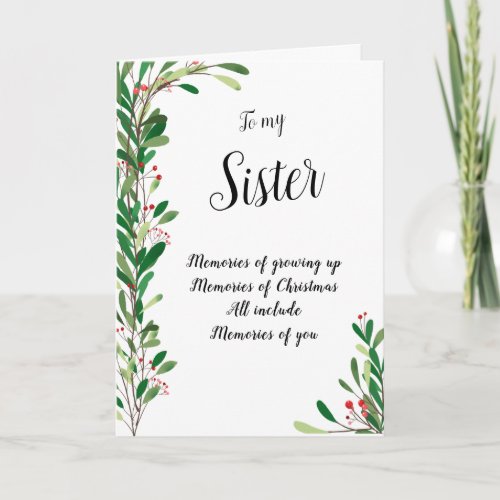 For My Sister Beautiful Berry Botanical Christmas Card