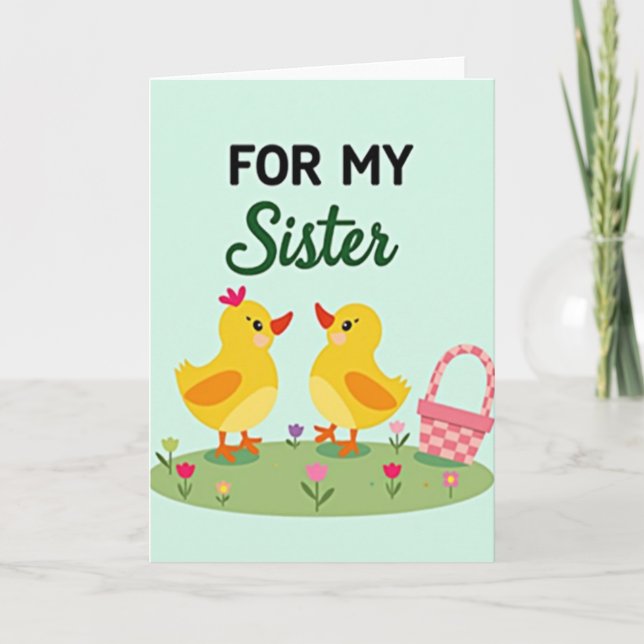 For My Sister Cute Birds Card (Front)